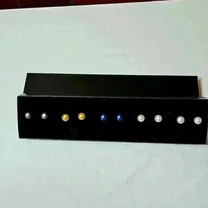 Five piece stud earring set pearl multi color purple blue pink cream gold casual